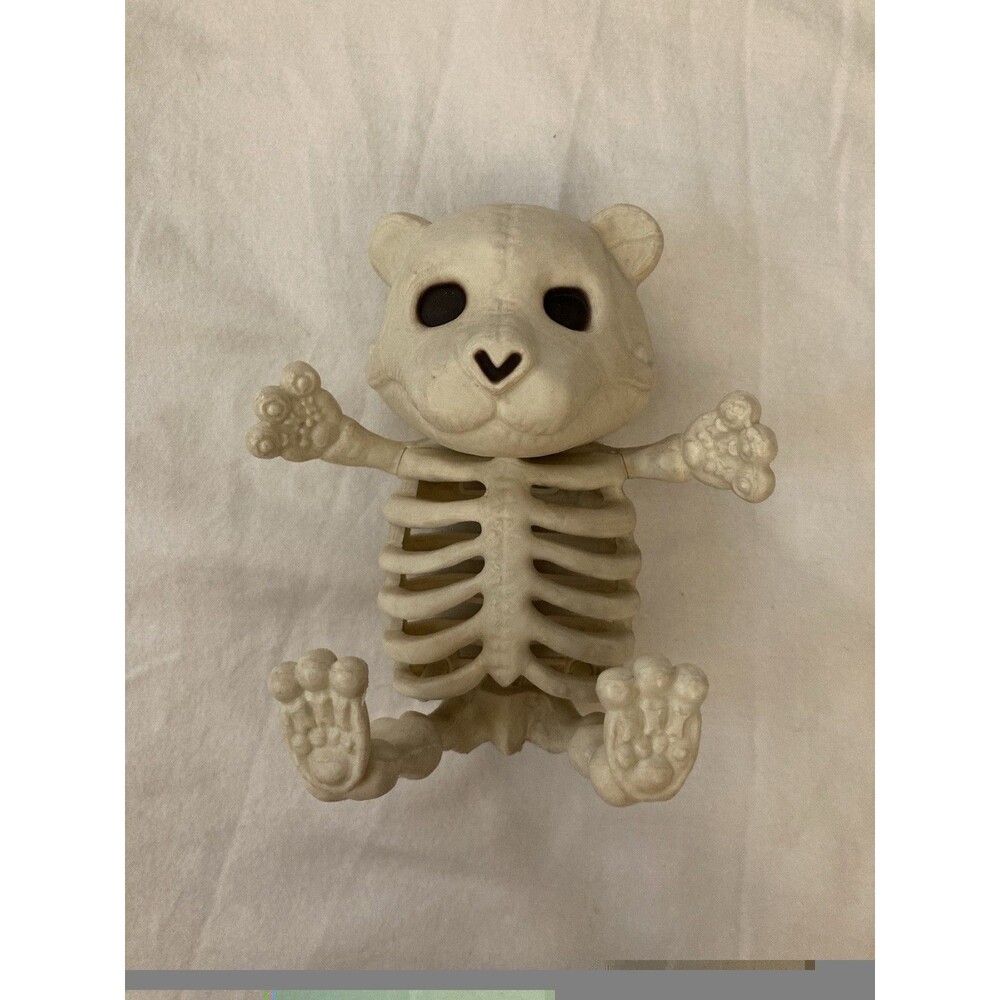 Crazy Bonez Skeleton Teddy Bear Halloween Decor Rotating Head Prop Used 5"